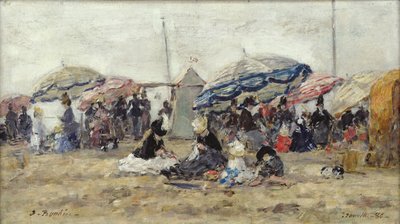 Parasols sur la plage de Trouville, 1886 - Eugene Louis Boudin